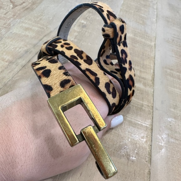 Another line women’s calf hair leather belt print animal print adjustable slide - Picture 3 of 10